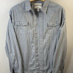 Aeropostale Pearl Snap Shirt Mens XL Western‎ Gray Long Sleeve Cowboy Rancher